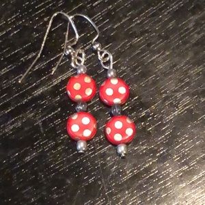 ❤️red Czech glass earrings